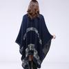 Wind Lady Autumn and Winter Thickened Small Flower Warm Imitation Cashmere Shawl Cape Wear Coat On Both Sides Lady Scarf
