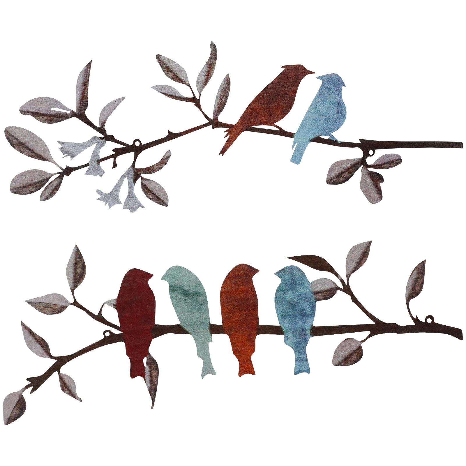 

2Pcs Black Iron Branch Bird Style Wall Art Smooth Surface Branch Bird Silhouette Wall Decor for Home Balcony Garden светло-зеленый