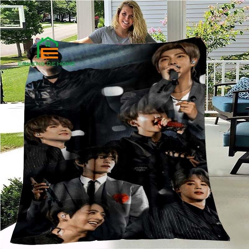 Kpop Hvězda Bangtan Flanelová deka Teplá deka pro domov, piknik, cestování, letadlo, kancelář a pro dospělé, děti 5 velikostí