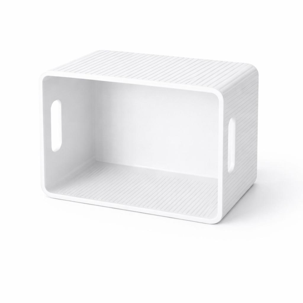 White Container Organizer with Holders for Small Items, Cables, Office