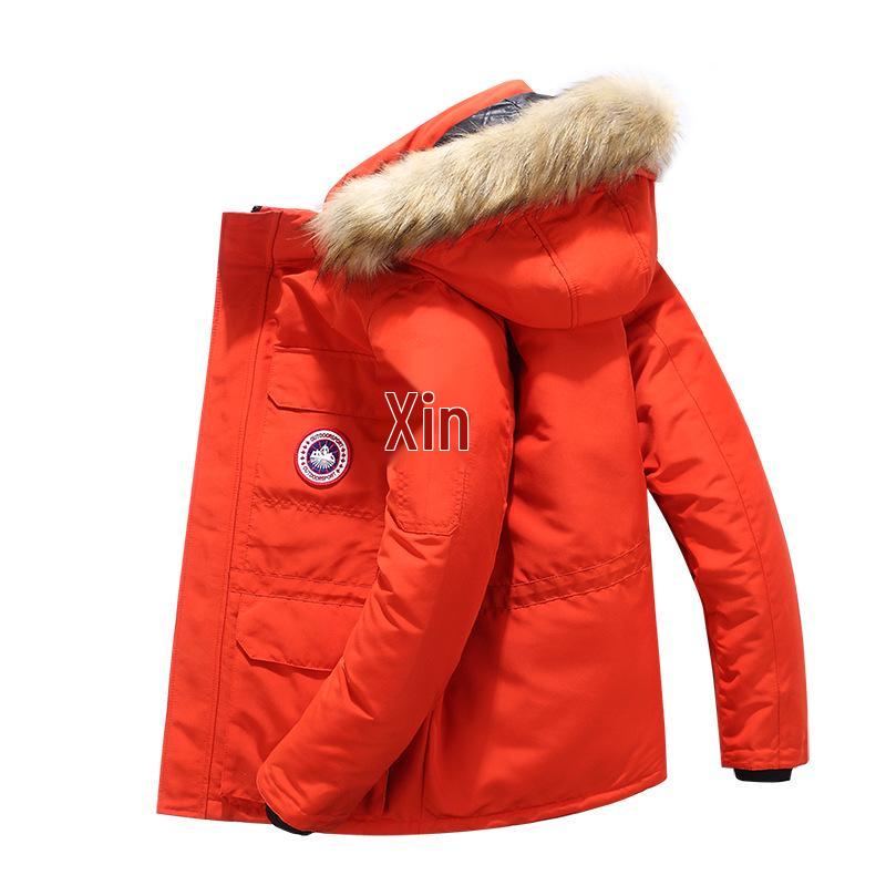 Men's Mid-Length Cotton Jacket with Fur Collar - Warm, Hooded, Windproof, Fashionable Outerwear