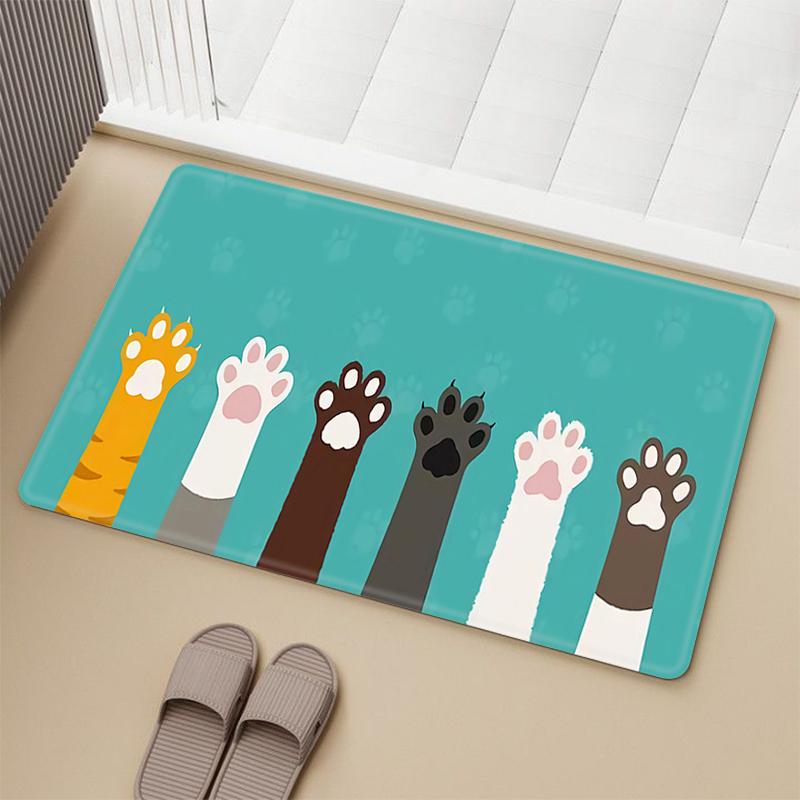 Rutschfeste Küchenmatte, Katzenpfoten-Design, Teppich, Bodenmatte, Teppich, Spielzimmer, Gebetsteppich, Türteppich, Badezimmer