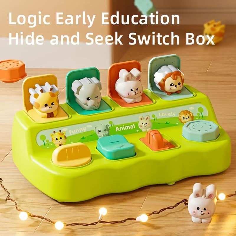 Hide and Seek Cartoon Pop Up Box for Youngsters 18-36 Months Interactive Learning Toy with Animal Cards, Educational Birthday or Christmas Gift