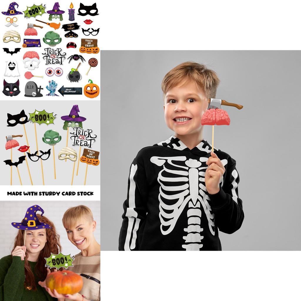 Halloween Photo Props 30pcs Paper Party Accessories For Event Decor