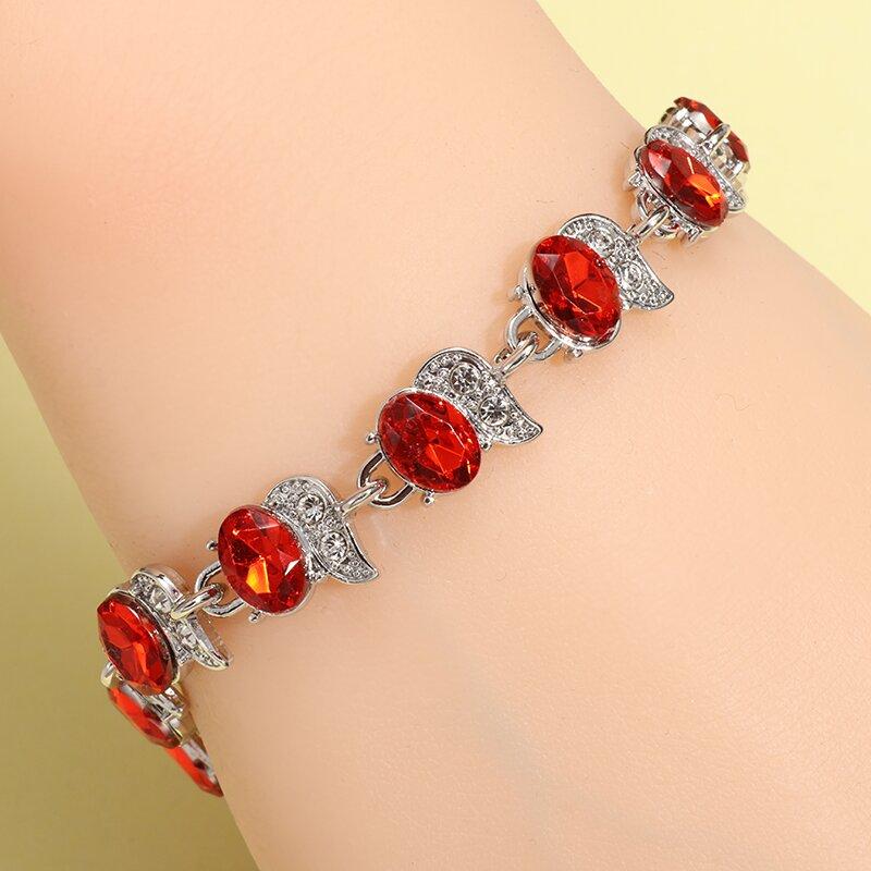 Exquisites Funkelndes Kristall Zirkon Flügel Edelstein Tennisarmband Damen Mode Hip Hop Schmuck Geschenk mit Verlängerungskette