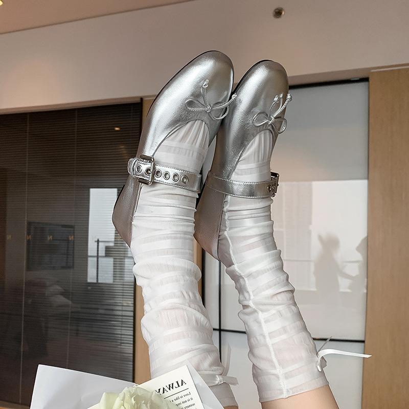 Fashion Versatile Bow Flat Mary Jane Shoes Children's Spring and Summer 2025 New College Style Skirt Single Shoes