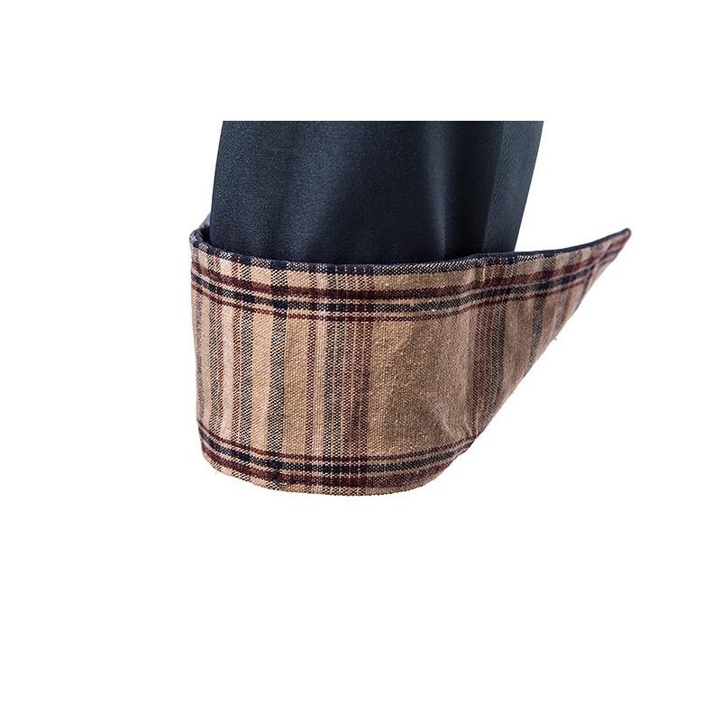 Mens Casual Long Sleeve Plaid Stitching Shirt European Size