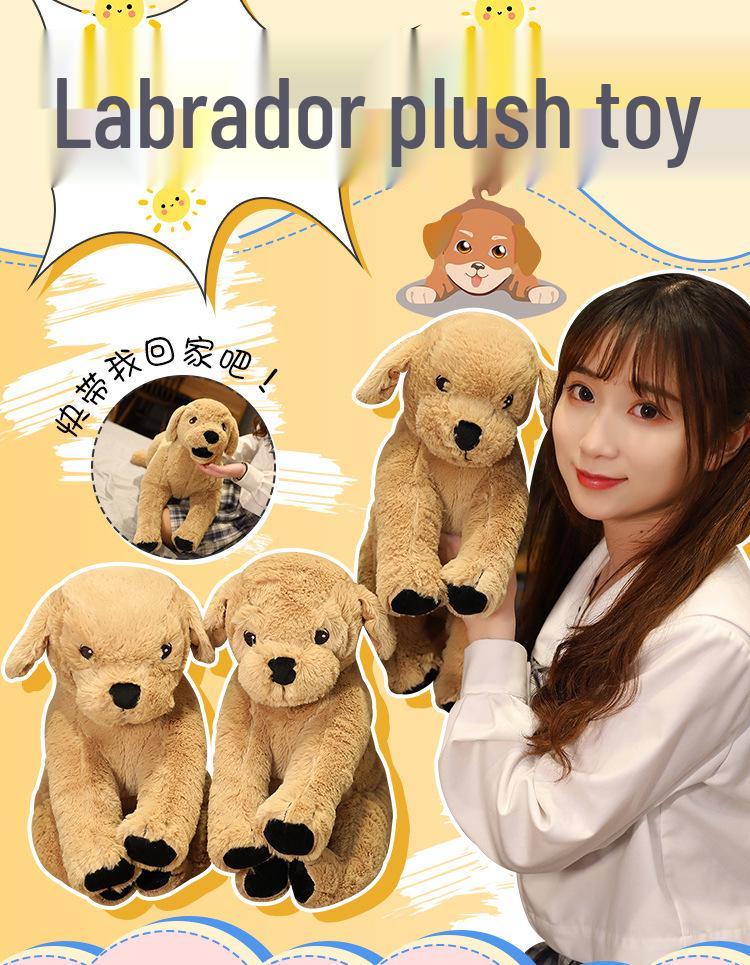 Large Yellow Labrador Puppy Plush Toy - Golden Retriever Doll for Children