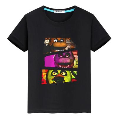 FNAF 100%Cotton Summer T-shirt Cartoon Print Anime Tees Short Boy Tops Bear Rabbit Pride Tshirt Y2k One Piece Kids Clothes Girls