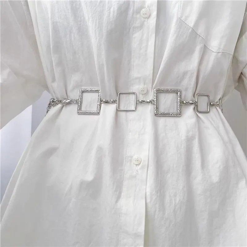 

Waist Versatile Metal Chain In Stylish Silver And Gold For Summer Fashion Looks Square Silver