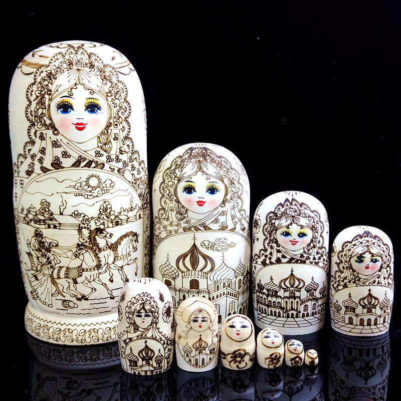 

Hand-Painted Russian Nesting Dolls, 10 Layers, Pure Linden Wood, No Formaldehyde Smell, B18 Model