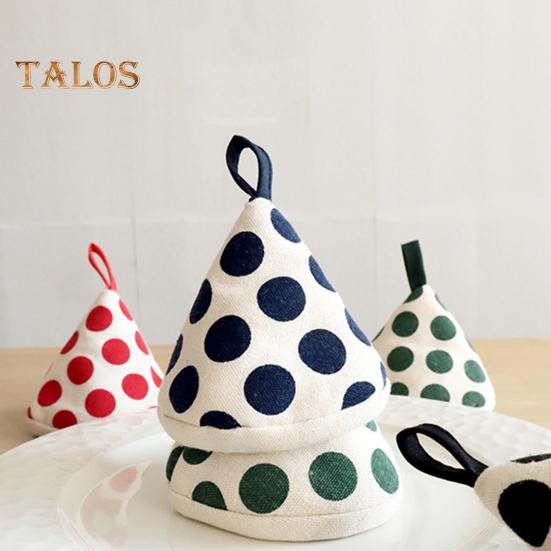 Wärmeisolierende Handschuhe, rutschfestes Küchenwerkzeug, langlebige dreieckige Topfgriffkappe, hochtemperaturbeständige Ofenhandschuhe aus Baumwolle mit Aufhängeringen