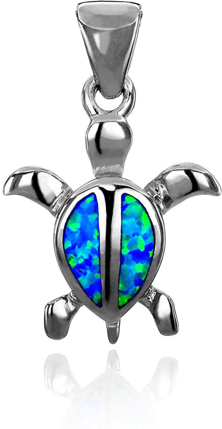 

Гавайские украшения Черепаха Honu Blue Opal кулон ожерелье серебро 925 [Leilani] (Морская черепаха) (Нет цепи)