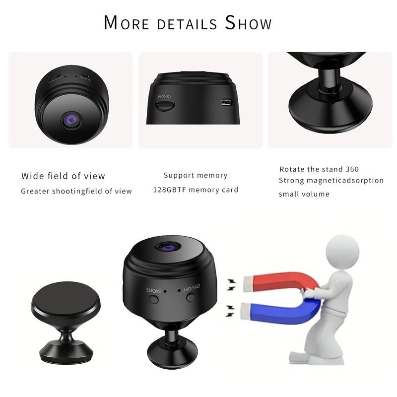 1PC Mini Wireless Home WiFi Security Camera with App Suitable for Small Nanny Cam for Cars, Pets, and Office, Christmas Gift 