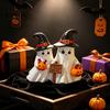 Unique Halloween Home Accents Ghost Figurine, Cute Spooky Resin Statue with Durable Figurines Witch Hat for Table, Tiered Tray, Kitchen, Bedroom Decor