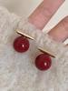 Muted Color Geometric Silver Stud Earrings - Retro Autumn/Winter Style