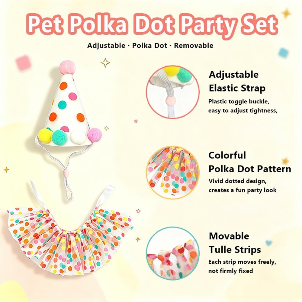 Colorful Lizard Polka Dot Skirt Elastic Strap Small Pet Hat Cute Reptile Pet Clothing  Travel