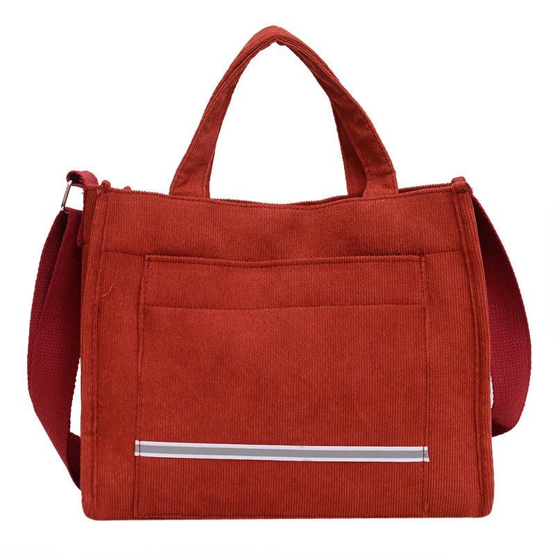 Trendy Corduroy Tote Bag For Women Stylish Large Capacity Shoulder Handbag