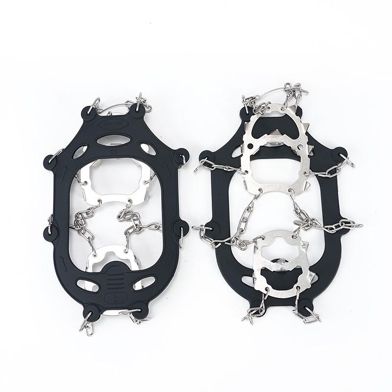 18-Tooth Stainless Steel Ice & Snow Crampons for Outdoor Mountaineering, Fishing, Hiking - Anti-Slip Chains