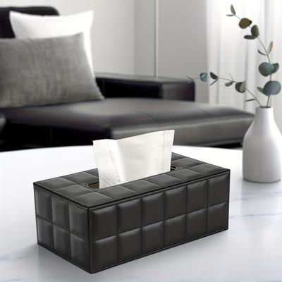 Black Grid Plastic Tissue Box Holder Rectangular Durable Design with Multiple Compartments,Holds Multiple Rolls for Kitchen