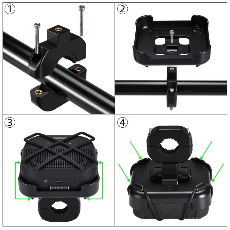 1 Set ABS+PC Speaker Mount Bracket For Cycling Adventure Secure Attachment On 0.98 to 1.26 Inch Handlebars