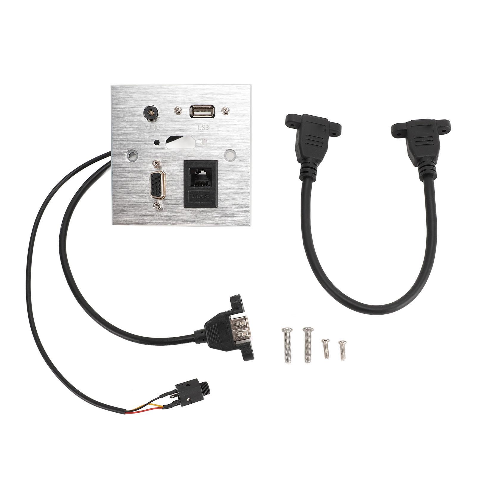 

Multimedia Socket Aluminum Alloy USB HD VGA 3.5MM Sound RJ45 Network Wall Socket for Home Hotel