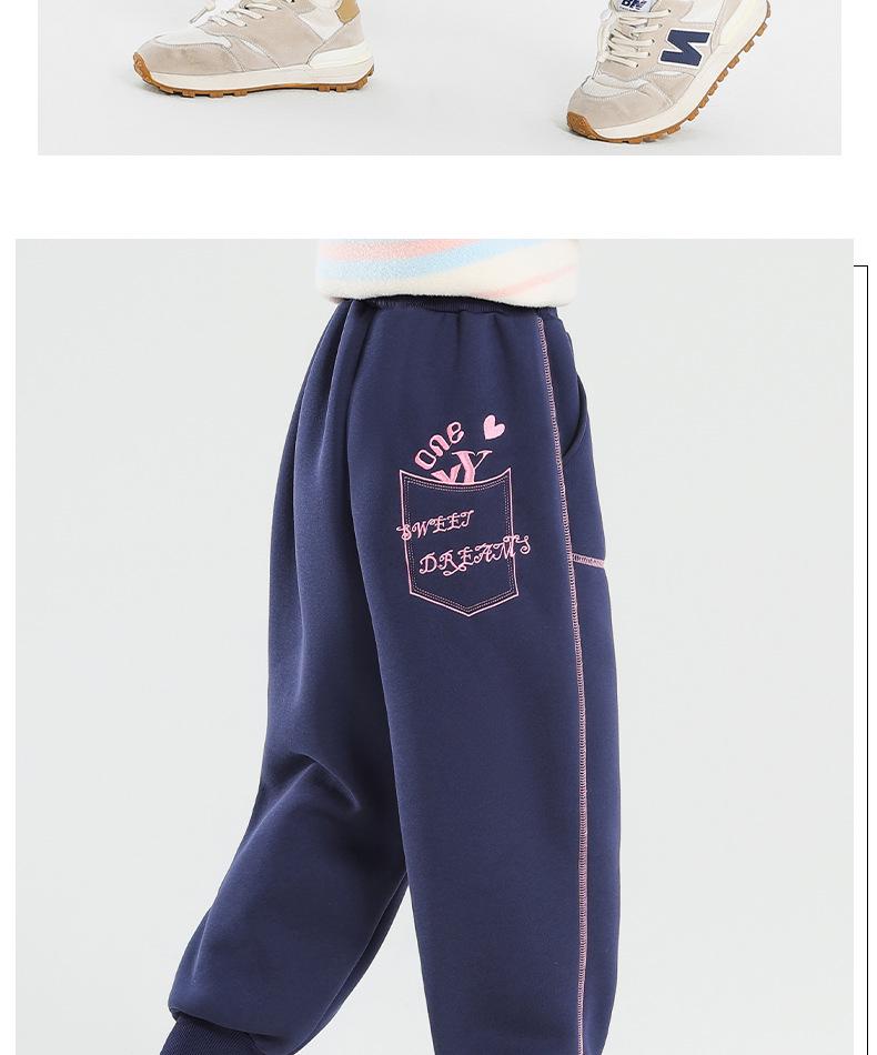 Girls' Winter Fleece-Lined Quilted Cotton Sports Pants - Thickened Three-Layer Design for Big Kids