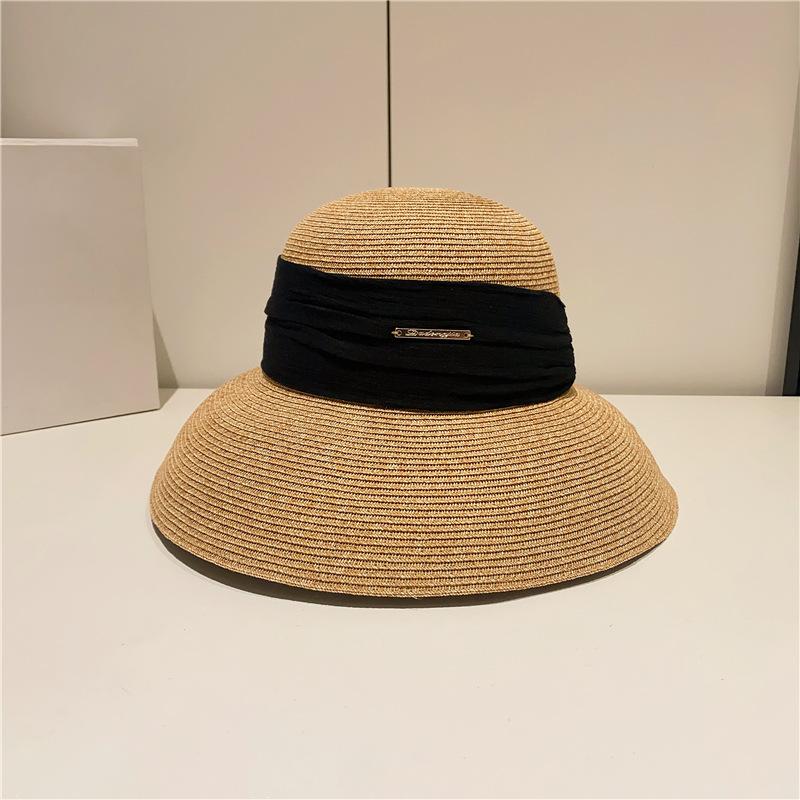 Japanese Style Floppy Straw Hat Women - Foldable Wide Brim Sun Protection for Beach Vacation