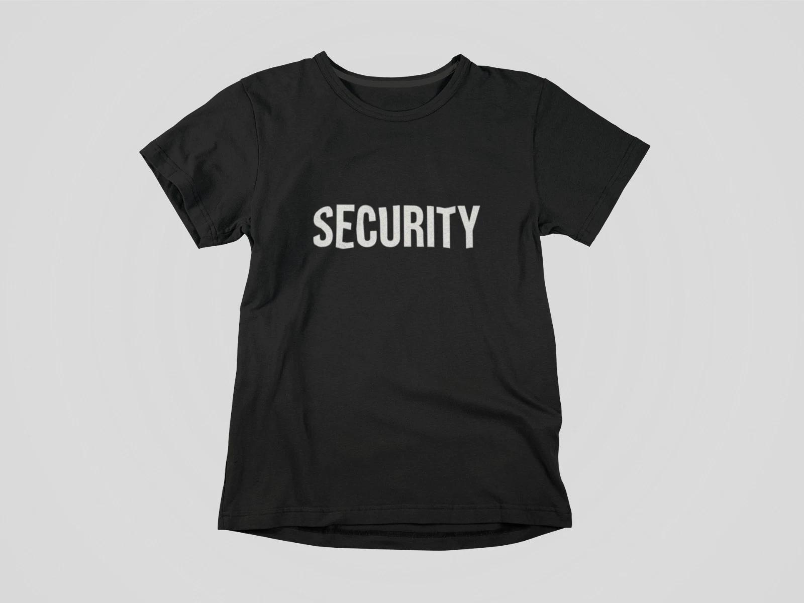 Security T-Shirt Bold Letter Graphic Unisex Black Tee Costume Event Staff Shirt S