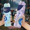 1PC Evil Eye Boho Geometric Pattern Print 750ml Color Plastic Sports Water Bottle Leakproof Flip Straw Lid Suitable for Sports Office Home Use