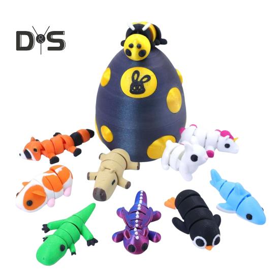 

Яйцо дракона с мини-животными, 3D-печатные шарнирные фигурки животных внутри яйца, карманная игрушка для питомца, игрушка для детей, подарок, пасхальная корзина, наполнители чёрный