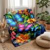 Vibrant Butterfly Art Theme Blanket Lightweight Warm Flannel Blanket Decorative Throw Blanket for Home Decoration