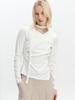 GRAYDATION Unbalance Draped Wrap T-Blouse Off White