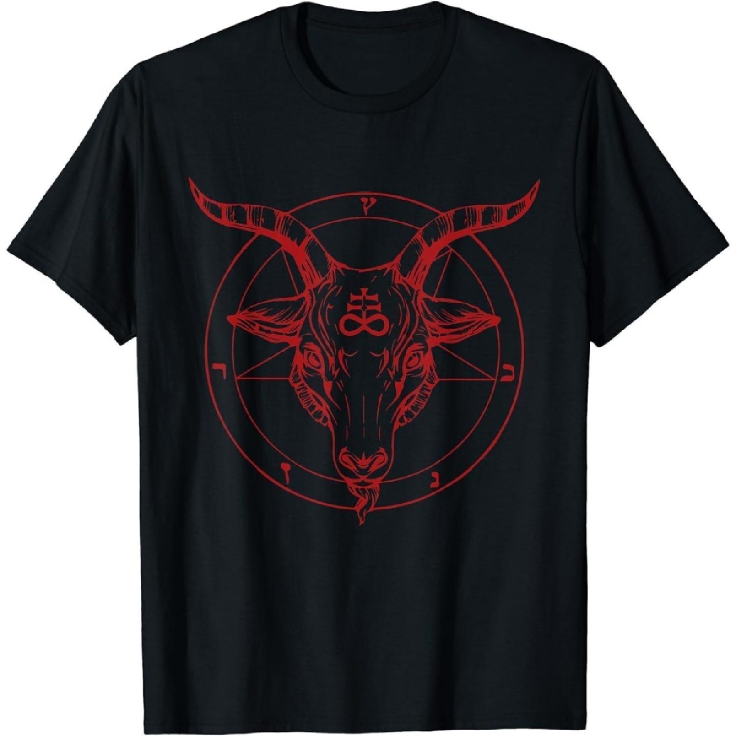 

PERTID Pentagram Goat Head Baphomet Satanic Witchcraft Design T-Shirt XXXXXL різнокольоровий