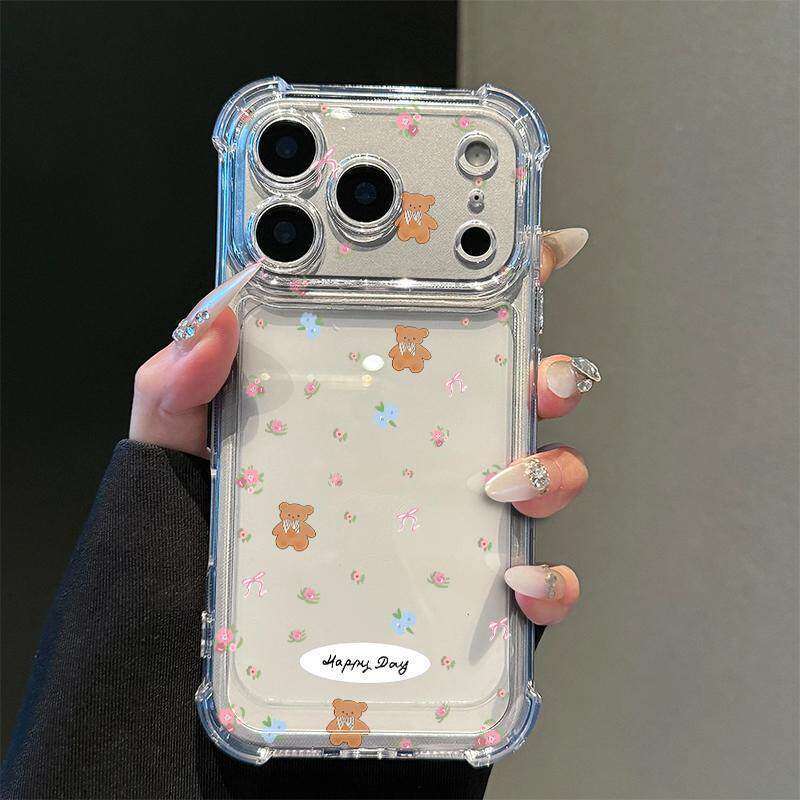 Floral Bear Is Suitable for Apple 17 Mobile Phone Case Iphone16promax Cartoon 15plus New 14 All-inclusive.