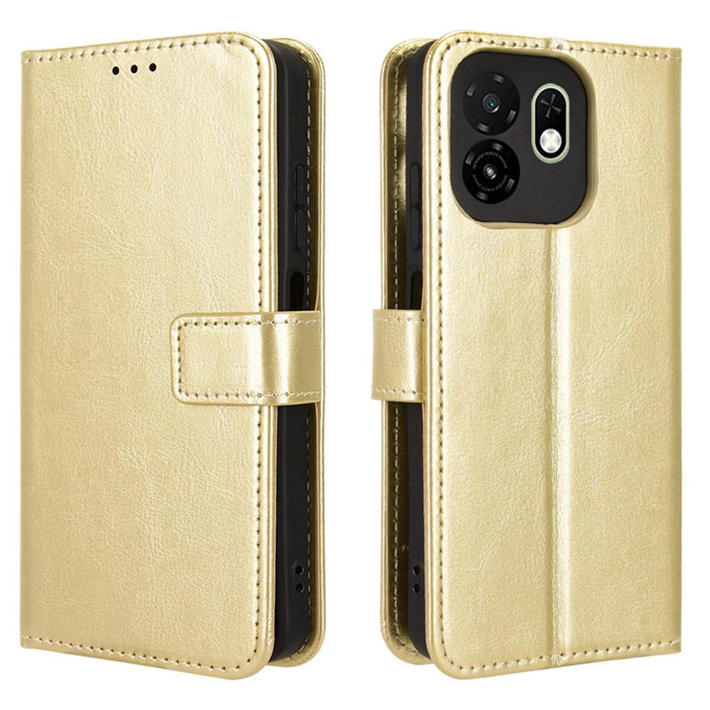 For itel A100C 4G PU Leather Case with Strap Crazy Horse Texture Phone Wallet Cover