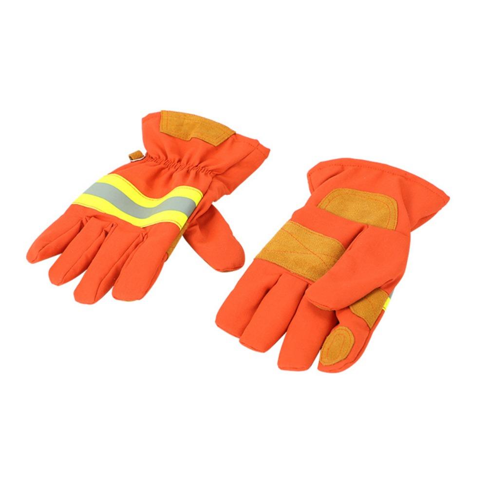 Reflective Strap Firefighter Training Gloves Fire Resistant Gloves  Security Protection оранжевый