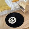 Black Billiards 8 Ball Round Flocked Floor Bedroom Anti-Slip Carpet Mat Living Plush Soft Bedroom Rug Stain Resistant Coffee Table Blanket