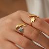 Stainless Steel Star Moon Opening Ring for Women Men Waterproof Gold Silver Color Design Color Blocked Rings Party Jewelry Gifts