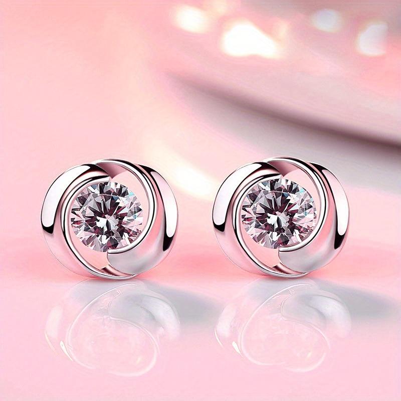 1Pc Rotating Love Earrings Corrugated Windmill Synthetic Zircon Earrings Fashion Earrings