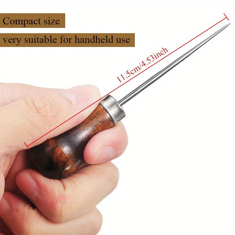 Wood Handle Awl Leather Punching Tools Leather Straight Awls Hole Puncher Drills for Leather Craft Awl Hand Stitching