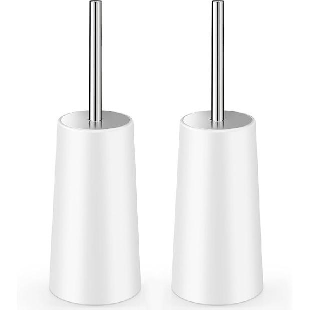 Toilet Brush and Holder, 2 Pack Toilet Brush with 304 Stainless Steel Long Handle, Toilet Bowl Brush for Bathroom Toilet-Ergonomic, Elegant,Durable