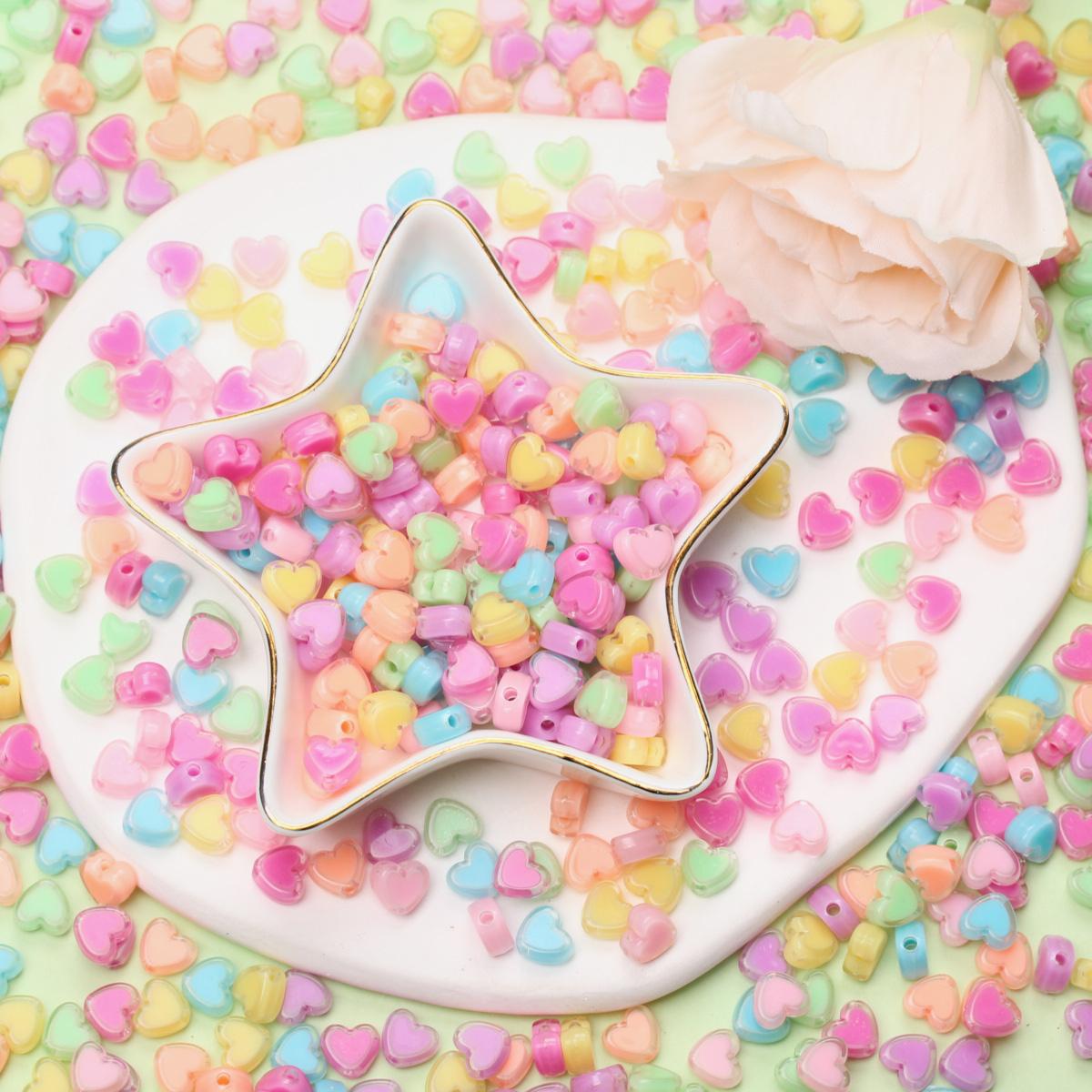 

800 шт., бусины-разделители, ожерелье, браслет, цветные, 7*8 мм, прозрачный сэндвич ручной работы, акриловая форма сердца для изготовления ювелирных изделий, свободные бусины, подвески «сделай сам»