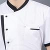 Chef Uniform Chinese Stand-Up Collar Short Sleeve Unisex Chef Tops with Practical Button Closure Color Matching Functional Pocket Restaurant Kitchen