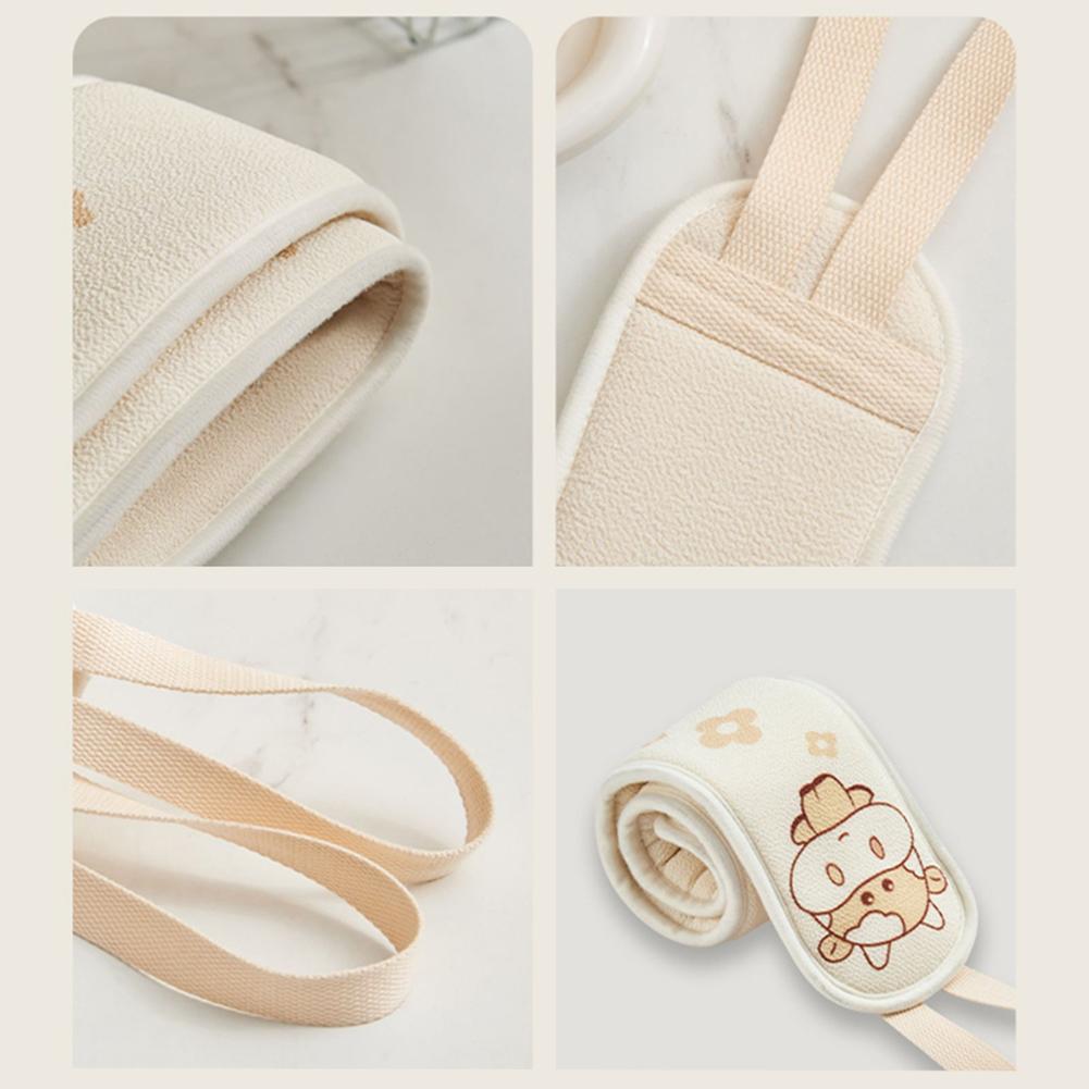 Pull on strap bath gloves with double sided back scrubbing tool for enhanced hygiene easy grip suitable for men and women