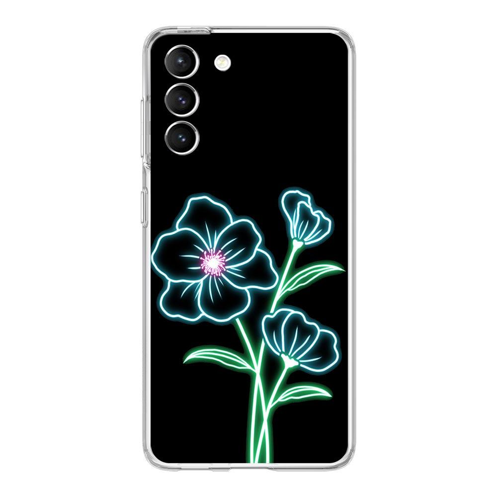 Flamingo Neon Flower Wave Art Phone Case For Samsung Galaxy S22 S21 S20 FE Ultra 5G S10 S10E S9 S8 Plus Note 10 20 Clear Cover