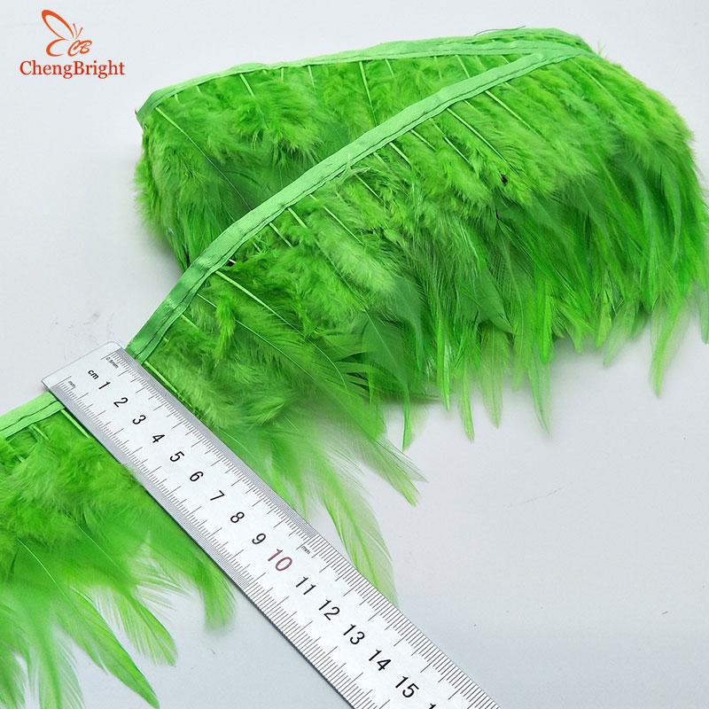 Chengbright  10yards Chicken Cock Feathers Trim Cloth Sideband Chicken Pheasant Feather Trims Clothing Wedding Feather Ribbon A