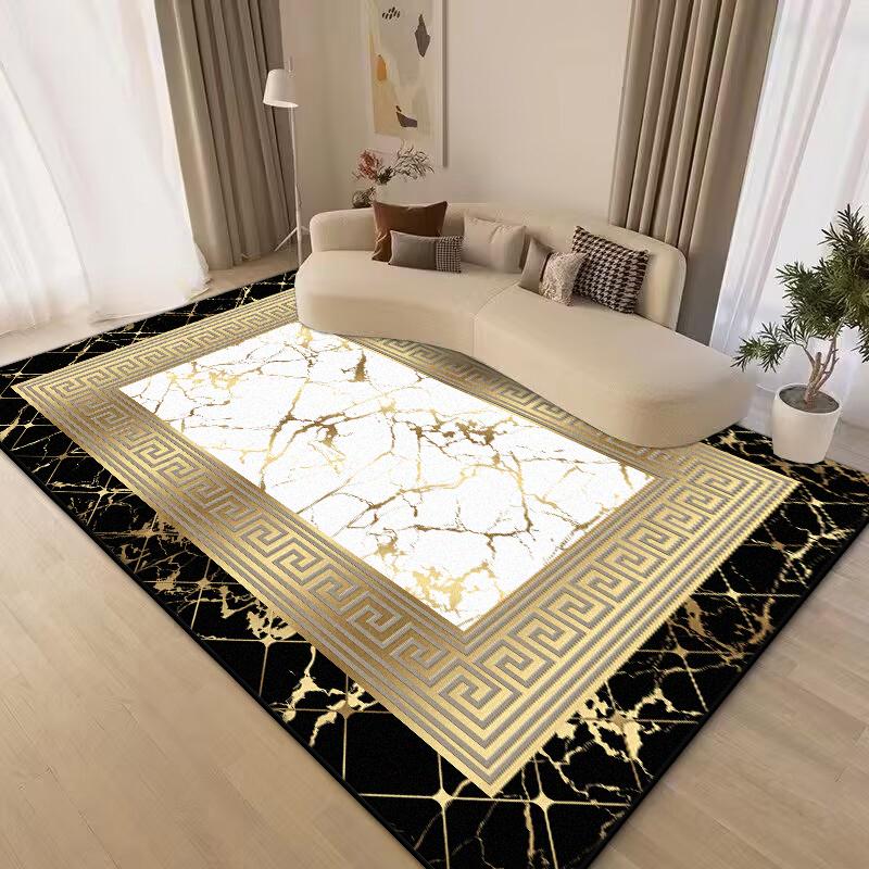 

Chinese Style Carpets for Living Room Washable Bedroom Carpet Non-slip Retro Gold Large Room Rugs Light Luxury Rug Mat floor 60x90cm