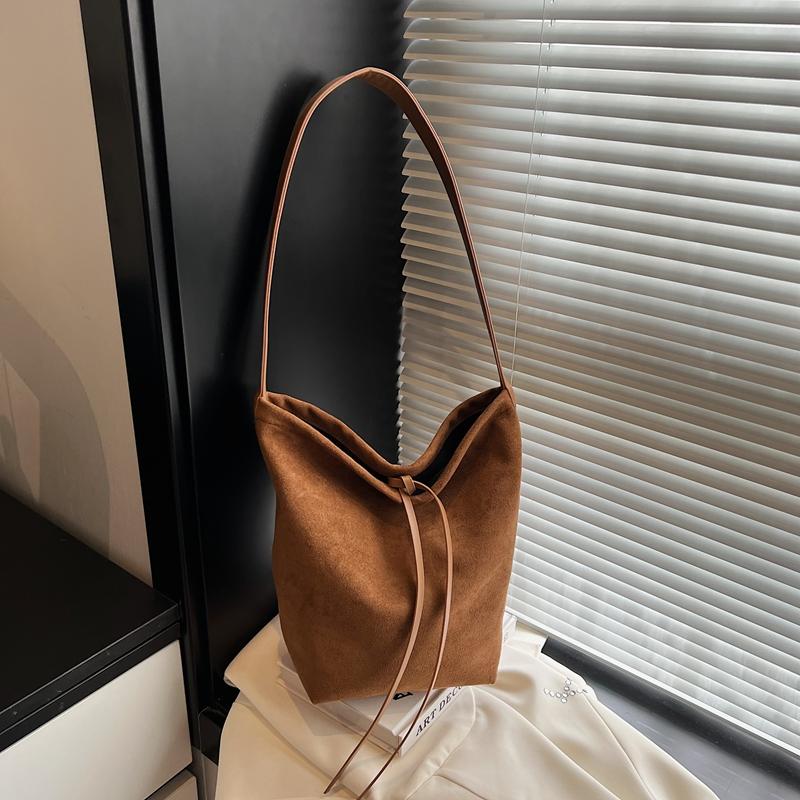 Solid Color Casual Bow Korean Version Fashion Matte Large Capacity Retro Tote Underarm Bag Women