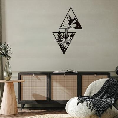 Mountain Wall Art, Mountain Waterfall Metal Wall Art Ornaments Home Decor, Metal Wall Art, Iron Art Silhouette, Hanging Wall Art